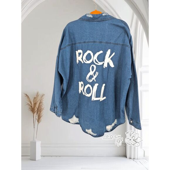 Elan Rock & Roll NWT Women's Distressed Denim Jacket Small - Picture 15 of 15